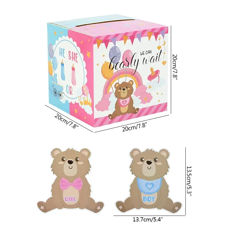 새로운 곰 성별 공개 테마 생일 파티 용품 세트 재미있는 사진 소품 투표 상자