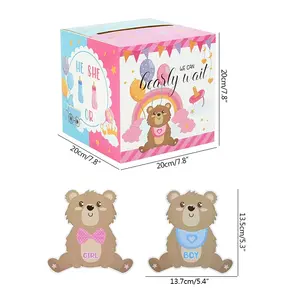 새로운 곰 성별 공개 테마 생일 파티 용품 세트 재미있는 사진 소품 투표 상자