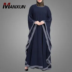 Mode Wellig Rand Schöne Bewegen Hohe Qualität Langarm Mode Heißer Verkauf Dubai Roben Abaya Muslimischen Kleider Abaya