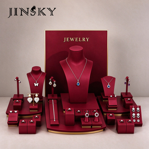 Wholesale PU Leather <b>Jewellery</b> <b>Kit</b> Necklace Earring Ring Holder Counter Display Tray OEM Custom Logo - Product Image 1