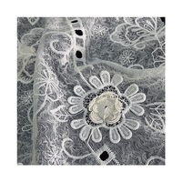 Tissu en maille florale respirant et hydrosoluble, dentelle 100% coton pour robe brodée ou hawaïenne, tissu en coton