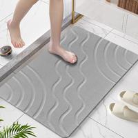 Tapis de bain flexible en terre de diatomée FIGOO Easy Wash, avec envers en caoutchouc, résistant à la saleté, faible entretien, pour salle de bain des invités