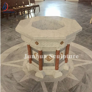 Fuente de bautismo religioso, mármol auténtico tallado a mano para iglesia, venta al por mayor - Product Image 2