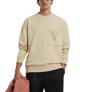 Großhandel benutzer definierte Farbe Herren schlichte Langarm Sweatshirt mit Front tasche
