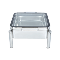 Luxuriöser quadratischer hydraulischer Chafing Dish aus Edelstahl für Hochzeitsbankette und Restaurants mit Glasdeckel – Buffet-Speisenwärmer