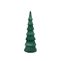 Décoration créative en verre floqué rouge vert gris soufflé à la main, décoration de table d'arbre de noël en verre LED