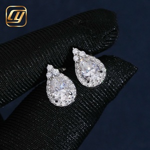 Boucles d'oreilles clous en moissanite taille poire, argent 925 plaqué rhodium, bijoux de mariage de luxe pour femme, forme goutte d'eau - Product Image 5