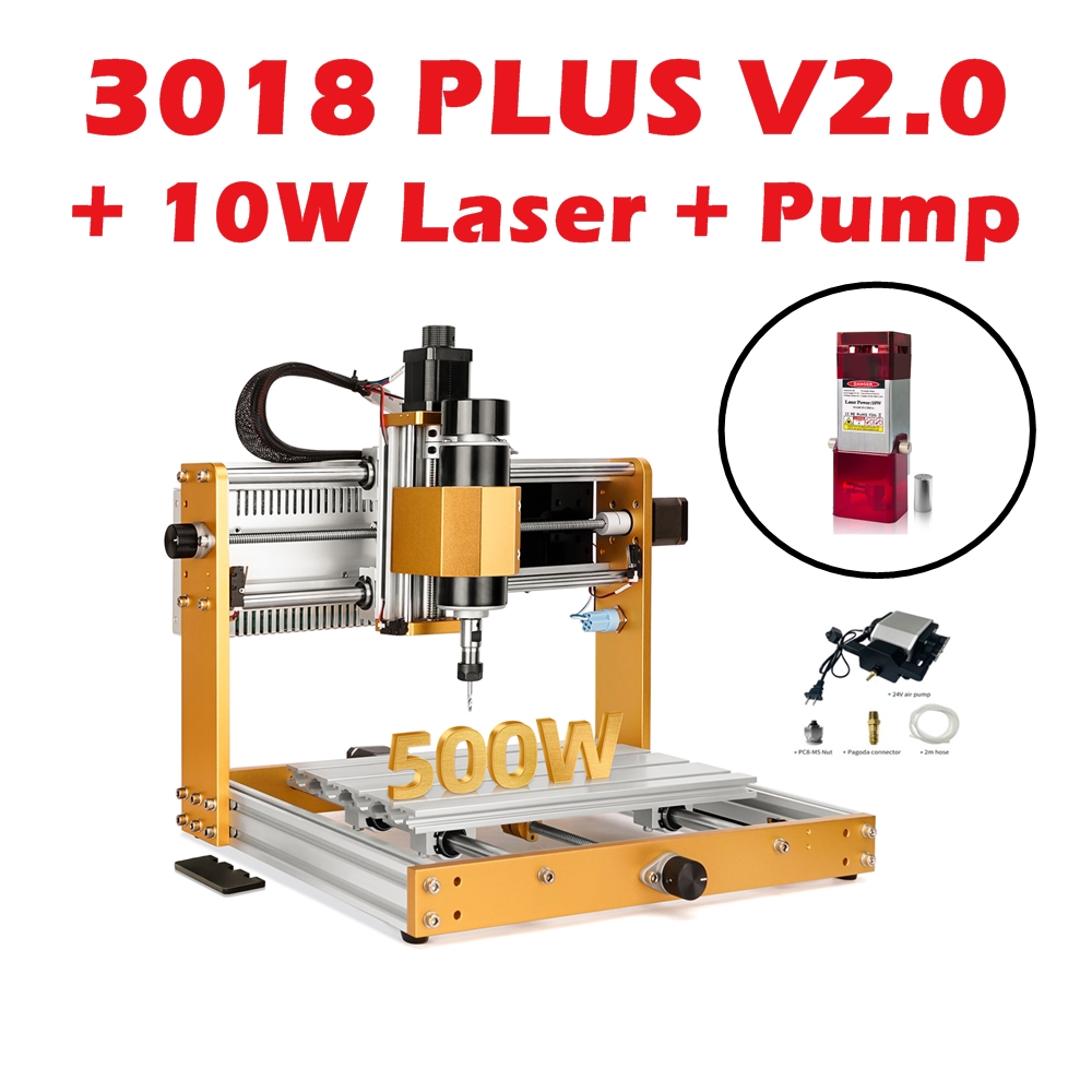 New 3018 Plus V2.0 CNC Router Kit - 500W Desktop Wood Engraver