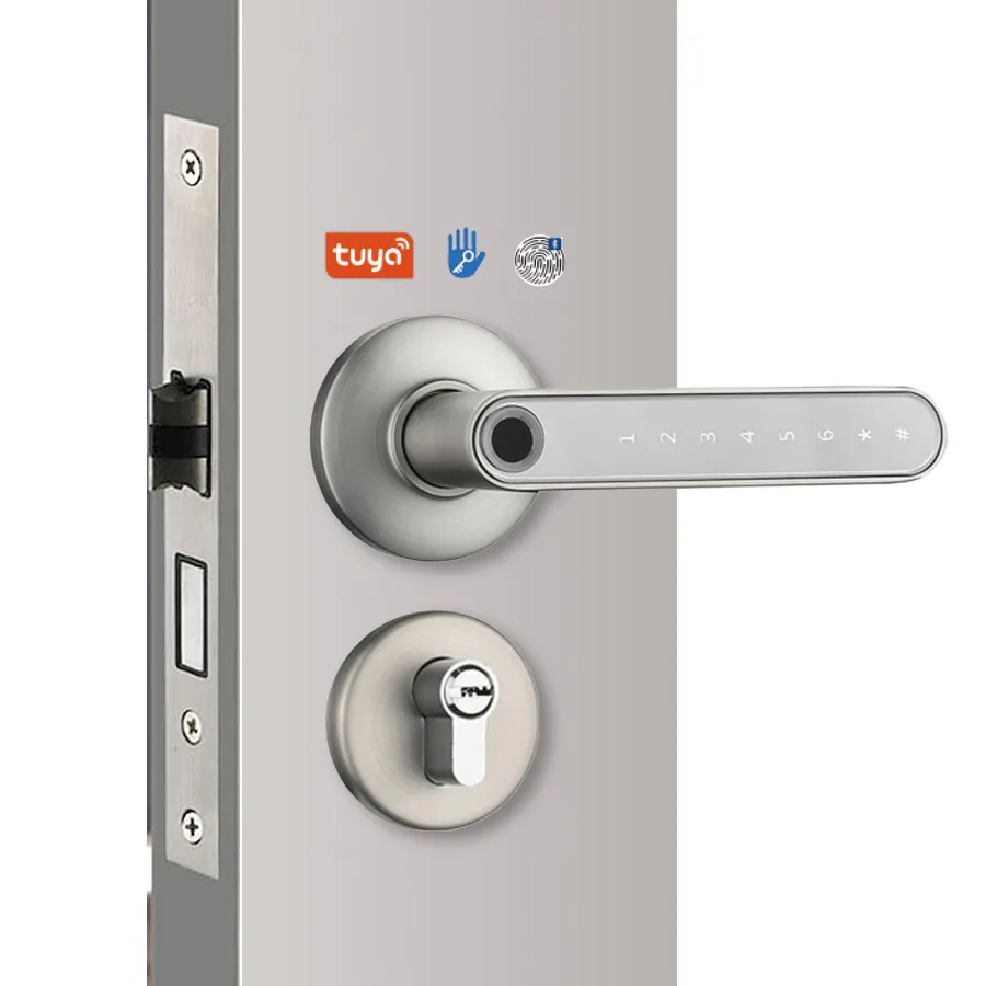 กุญแจล็อกประตูอัจฉริยะแบบ2023ไอเดียผลิตภัณฑ์ใหม่กุญแจลายนิ้วมือ NFC พร้อมแอป Tuya