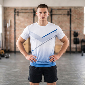 Ensemble de sport unisexe grande taille été, séchage rapide, respirant, antibactérien, t-shirt de course réfléchissant, short très extensible, 2 pièces - Product Image 2