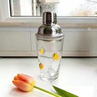 Nouveau design, couvercle argenté, verre à vin style américain/mexicain avec effet confettis ambrés et points ambrés, shaker à cocktail pour bar