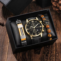 Ensemble de montres à quartz pour homme avec bracelet en cuir minimaliste tendance + bracelet en acier inoxydable - Boîtier en alliage 10 mm - Ensemble de 2 pièces pour couples