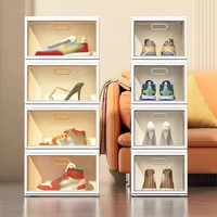 Armoire à chaussures pliable à ouverture magnétique anti-poussière Installation pliante gratuite Boîte à chaussures transparente