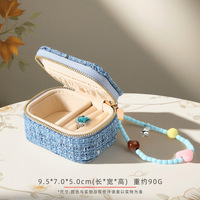 Boîte de rangement à bijoux portable Fuxin - Boîte d'emballage pour anneaux et pendentifs japonais en lin grossier grande capacité - Modèle DS-FFX-20260014 Taille M
