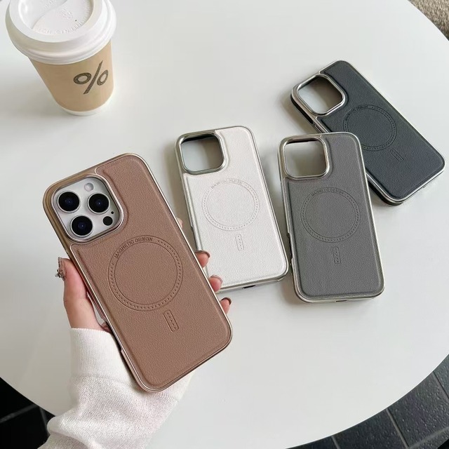 For iPhone 16 Pro Max Phone Case Leather PU Vegan Magnetic Full Grain PU Leather Luxury Phone Case for iPhone 17 15 14 13