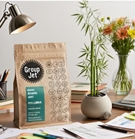 Custom Printed Eco Friendly Recycle Vertical Square Bottom Kraft Paper Coffee Bag Packaging Pouch for Coffee Beans With Valve