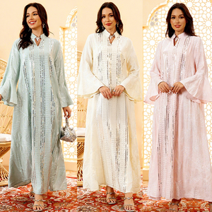 Nouvelle Abaya haut de gamme pour femmes musulmanes, robe en mousseline de soie, kaftan, robe Abaya, vêtements islamiques de Dubaï, ensemble Abaya avec foulard - Product Image 2