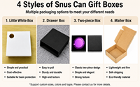 Boîte cadeau en papier noir mat de luxe avec logo personnalisé, laminage gaufré et doublure en éponge pour emballage de boîte à snus en aluminium