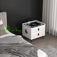 Meja malam pintar, tempat tidur Modern dengan stasiun pengisian nirkabel Port USB, dengan lampu LED 3 warna dan Speaker