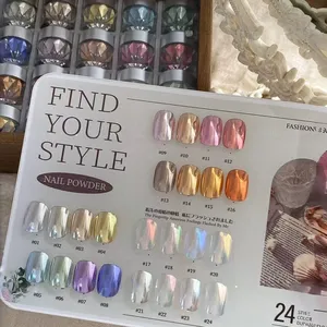 Set de Arte de Uñas de Alta Gama, Kit de Polvo de Espejo Moonlight de 24 Colores, Brillo Ultrafino, Estilo Japonés, Perfecto para Toda Ocasión - Product Image 2