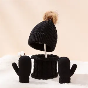 어린이 모직 따뜻한 겨울 신생아 아기 모자 스카프 장갑 세트