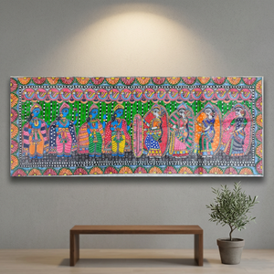 Vibrante Obra de Arte Madhubani Hecha a Mano, Lienzo 3D Completo, Decoración Folclórica India de Jharkand 5500 - Product Image 5
