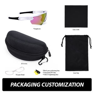 Lunettes <span class=keywords><strong>de</strong></span> soleil <span class=keywords><strong>de</strong></span> cyclisme unisexes HUBO HB-516 à verres transparents, logo personnalisé, polarisées, 3/5 verres interchangeables, or, blanc, bleu, UV400 - Product Image 6