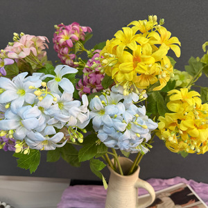 Fleur d'hortensia artificielle Jinxi, branche unique, fleur en soie, décoration de mariage, rose, jaune, violet, bleu, blanc, vert - Product Image 3