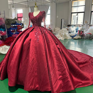 Vestido de Novia Vintage de Lujo de Alta Gama Color <span class=keywords><strong>Vino</strong></span> Tinto con Apliques de Cristal, Vestido de Novia Sexy Xs070 - Product Image 5