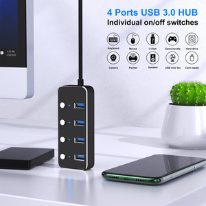 CE FCC ISO9001 Factory Aluminum Data Transfer 5Gbps 4-Port <strong>USB</strong> 3.0 Hub ON/OFF Individual <strong>Switches</strong> Type <strong>C</strong> to <strong>USB</strong> 3.0 Splitter - Product Image 5