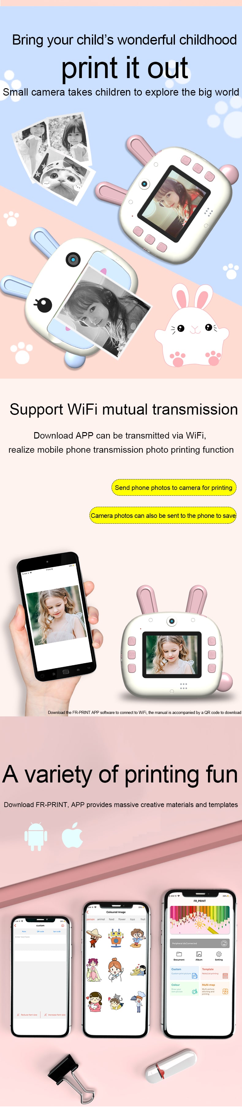 Printer Photo Wifi Instant Cartoon Digital Camera For Kid