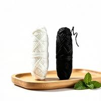 Fil dentaire végétalien biodégradable en recharges pour tube en bambou et bouteille en verre – Soin des dents au charbon de bambou et cire de candelilla naturelle