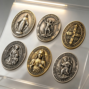 Monete Commemorative Religiose Personalizzate in Metallo a Forma Ovale con Motivi Sacri in Rilievo, Regali per Chiese, Turismo Piligrimitico, Credenti - Product Image 1