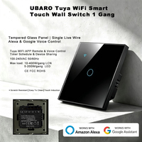 Interruptor de Luz Inteligente WiFi Tuya UBARO Eu 86 de un Solo Cable, Panel Táctil, Control Remoto por Aplicación, Panel de Vidrio Templado, Compatible con el Control por Voz de Alice