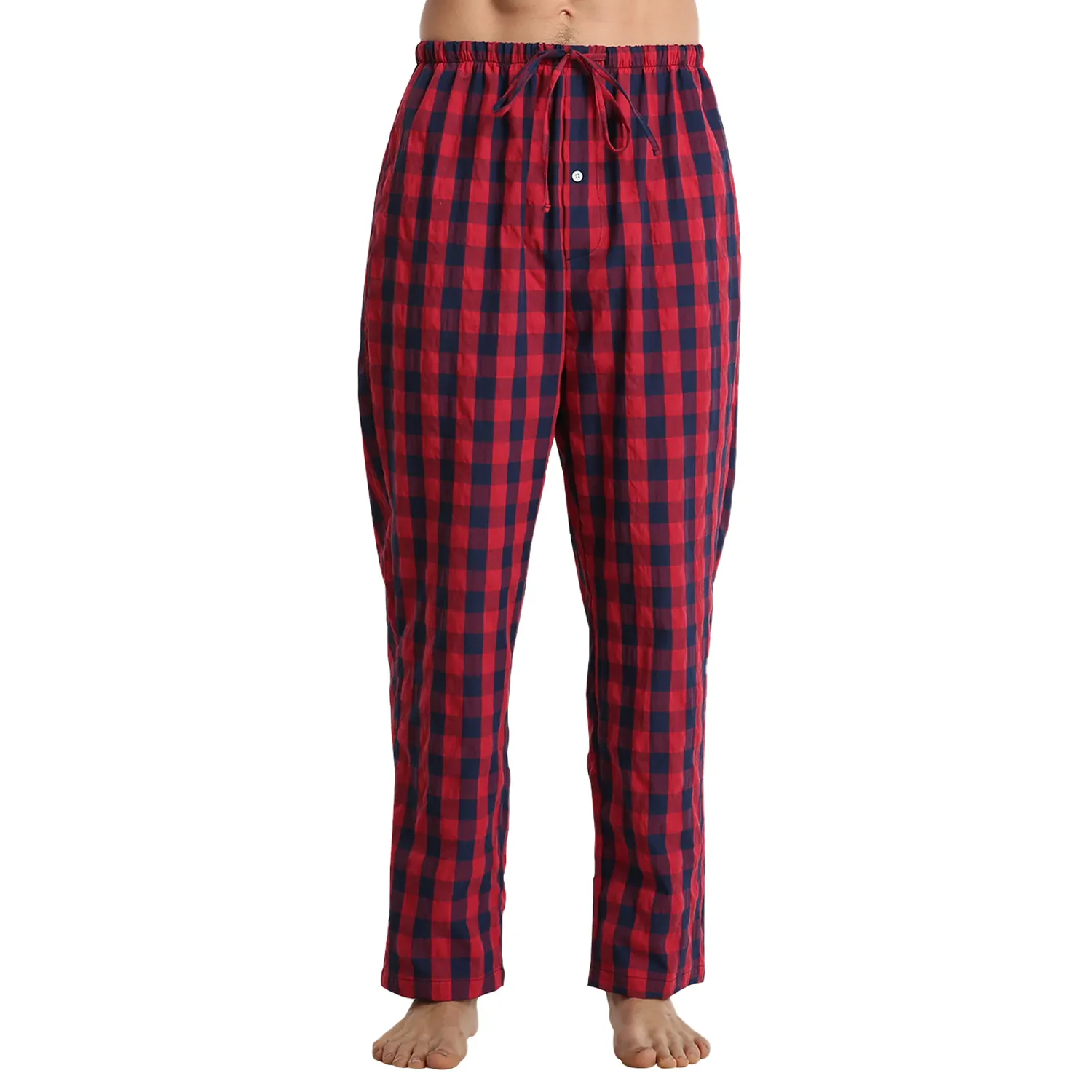 Pyjamas Men Cotton Pants Lounge Sleep Plaid Pajama Bottoms for Men Soft Warm Drawstring Nightwear