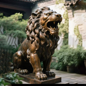 Yüksek kalite sıcak satış hayvan büyük açık özelleştirilmiş bahçe yaşam boyutu aslan bronz heykel - Product Image 2