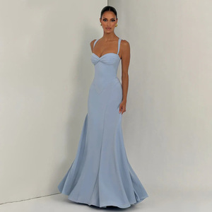 Vestido de Noche Largo con Escote Corazón, Tirantes Finos, Cintura Natural, Corte Entallado, Elegante para Banquetes y Fiestas - Product Image 2