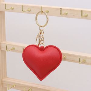 Wholesale Pu Leather Heart Shape Keychain Fashion <b>Bag</b> Charm Decorated for Peach Car Pendant Cute Heart <b>Key</b> <b>Ring</b> Accessories - Product Image 4