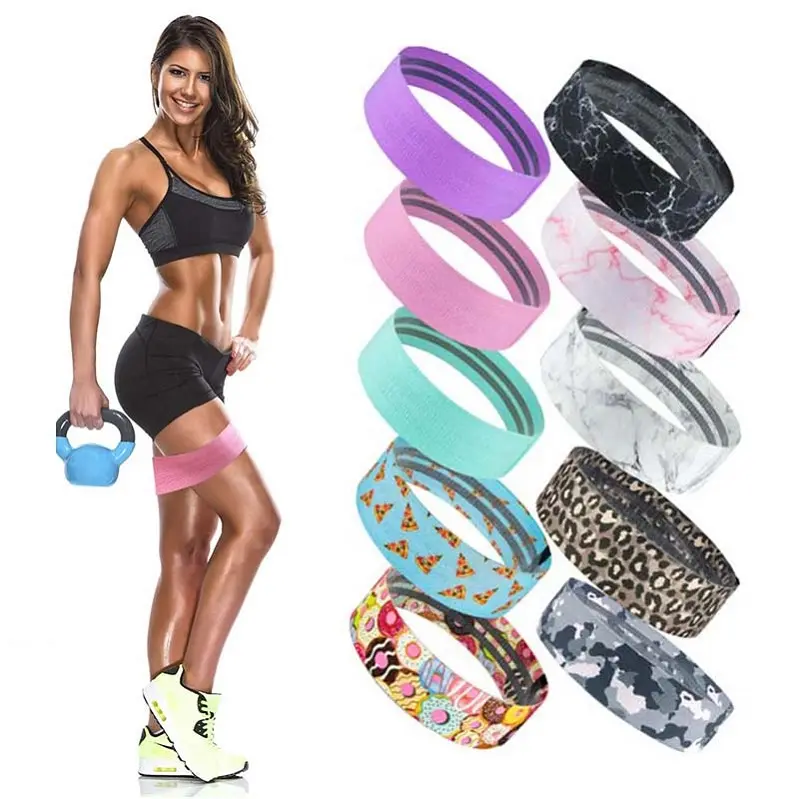Women Hip Strength Training Fabric Booty Exercise Bands,Home Bandas Elastica Fitness Hip Circle Anti Slip Resistance Bands.