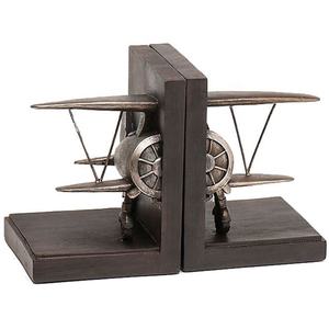 Custom wholesale vintage di alta qualità antico decorazione della casa coppia di fermalibri in poliresina set reggilibri modello aeroplano romano in resina - Product Image 3