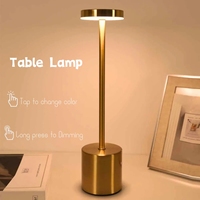 Lampe de table LED simple rechargeable tactile en métal trois couleurs barre de lumière ambiante créative de chevet décoration extérieure veilleuse