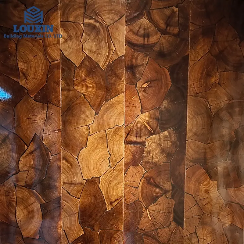 Conception populaire de plancher de mur en bois solide stratifiée par anneaux en bois de la nature 15mm