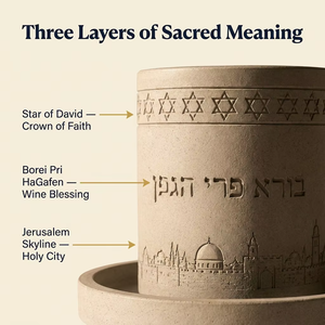 Coupe et plateau de Kiddush en béton, élégants et de luxe, faits à la main, personnalisés OEM, pour la Shabbat et les fêtes, en rupture de stock - Product Image 3