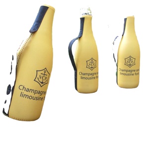 Insulated Waterproof 3mm Neoprene Beer Champagne <b>Bottle</b> Cooler with Webbing Strap Handle - Product Image 1