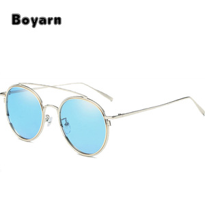 Occhiali <span class=keywords><strong>da</strong></span> Notte Polarizzati Rotondi Gialli per Donna, Occhiali <span class=keywords><strong>da</strong></span> Sole con Montatura Sottile a Doppia Asta Color Caramella per Uomo, Occhiali di Lusso di Marca W710 - Product Image 5