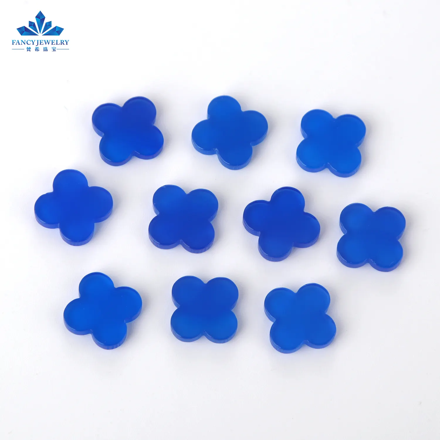 Cheapest Price 6mm 8mm 10mm 12mm 14mm Natural Blue Agate Four Leaf Cover Loose Stone for Charm Jewelry