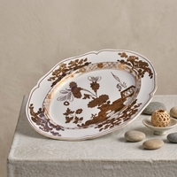 Plateau de service ovale en céramique jetable élégant à motif floral européen avec boîte cadeau, plat en porcelaine pour cadeau de mariage et décoration intérieure