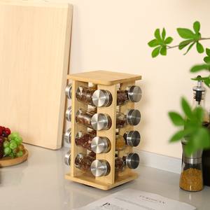 Étagère de <span class=keywords><strong>cuisine</strong></span> en bambou de haute qualité, directement de l'usine, étagère à épices en bambou, rotative - Product Image 2