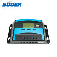 Contrôleur de charge solaire intelligent SUOER ST-E PWM avec écran LCD 12V/24V/48V 10-60A Garantie de deux ans Protection contre les courts-circuits inversés