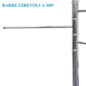 Porte-serviettes de salle de bain autoportant en chrome 29x33x90 cm, 3 barres, support rotatif sur pied - Product Image 3